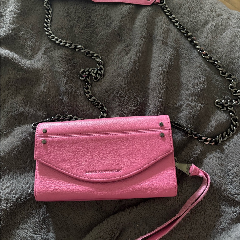 Aimee Kestenberg Pink Crossbody Bag with Flap Closure